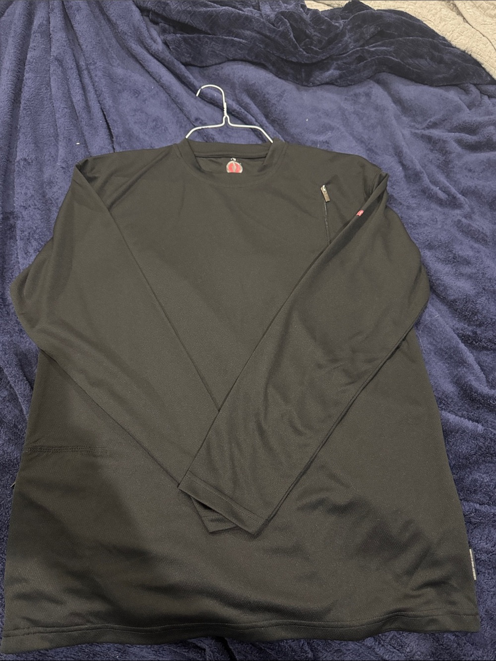 Scottevest Black Long-Sleeve Performance Tee with Zip Pocket